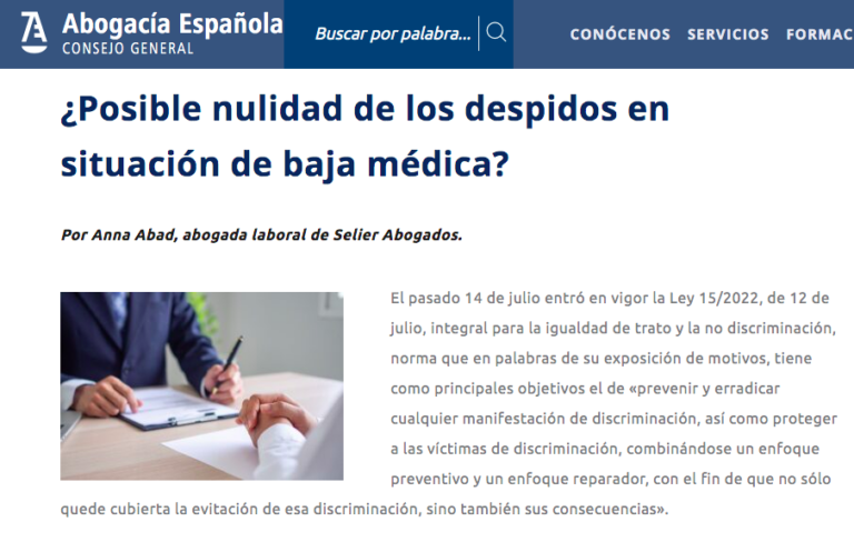 ¿Posible nulidad de los despidos en situación de baja médica?