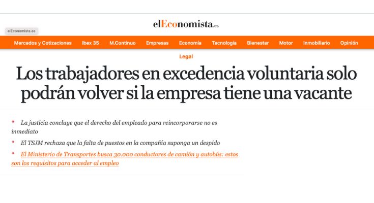 Beatriz Bariego sobre el derecho de reincorporación tras una excedencia voluntaria