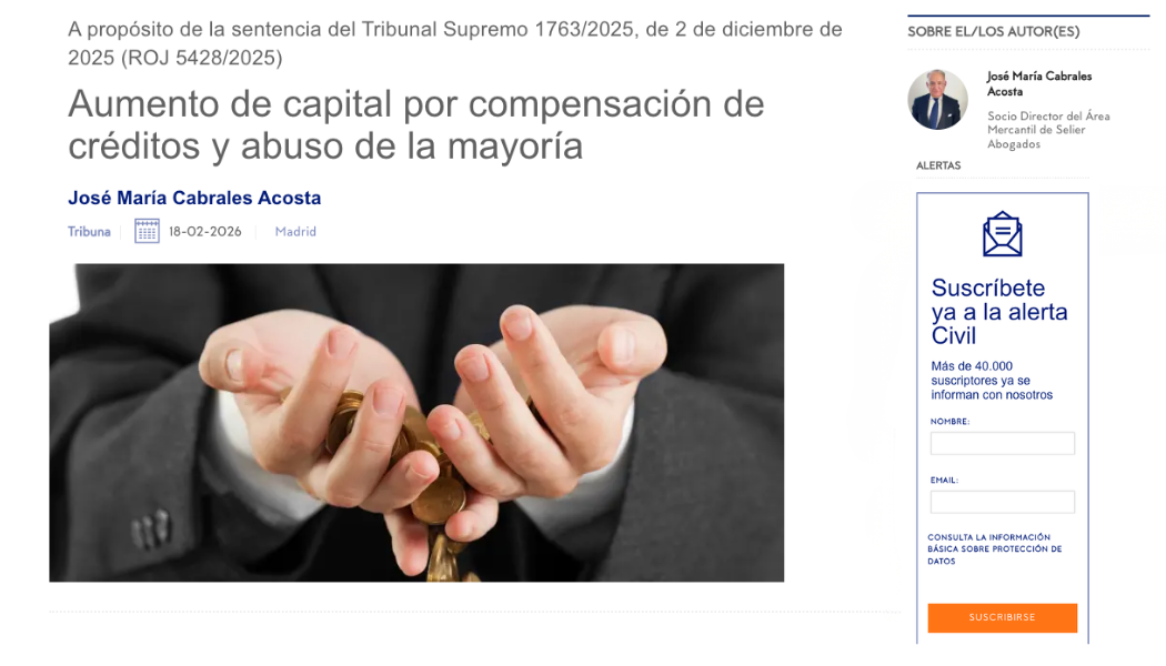 Análisis sobre el aumento de capital y abuso de mayoría